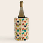 Tulips - Cute Scandinavian Floral Pattern in Midcentury Modern Mustard, Teal, Olive, and Orange on Beige Wine Chiller Gallery Image 1