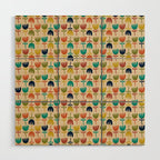Tulips - Cute Scandinavian Floral Pattern in Midcentury Modern Mustard, Teal, Olive, and Orange on Beige Wood Wall Art Gallery Image 1