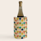 Tulips - Cute Scandinavian Floral Pattern in Midcentury Modern Mustard, Teal, Olive, and Orange on Beige Wine Chiller Gallery Image 2