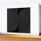 Minimal Line Curvature II Black and White Mid Century Modern Arch Abstract Wall Mural Gallery Image 2