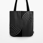 Minimal Line Curvature II Black and White Mid Century Modern Arch Abstract Tote Bag Gallery Image 1
