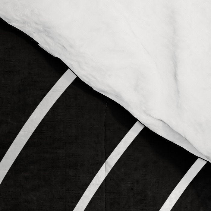 Minimal Line Curvature II Black and White Mid Century Modern Arch Abstract Comforter Gallery Image 4