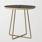 Minimal Line Curvature II Black and White Mid Century Modern Arch Abstract Side Table Gallery Image 1