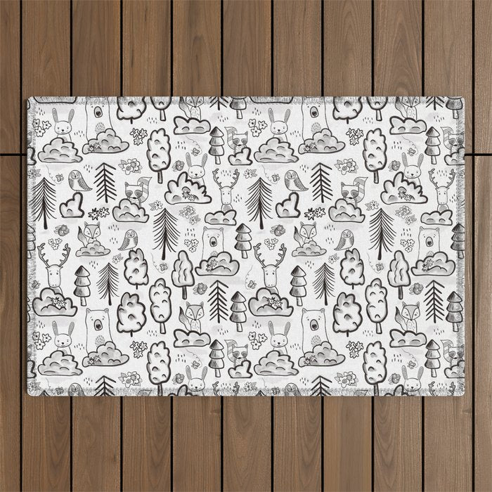 Woodland Animals Large Outdoor Rug Gallery Image 1