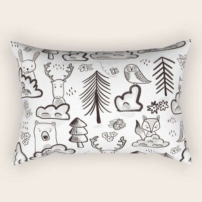 Woodland Animals Large Rectangular Pillow Gallery Image 2