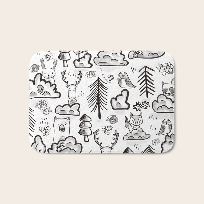 Woodland Animals Large Bath Mat Gallery Image 1