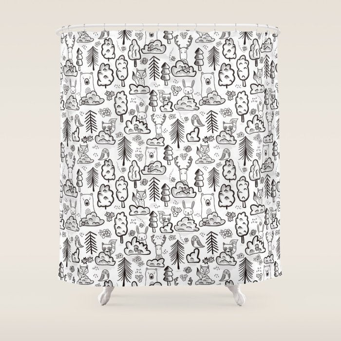 Woodland Animals Large Shower Curtain Gallery Image 1