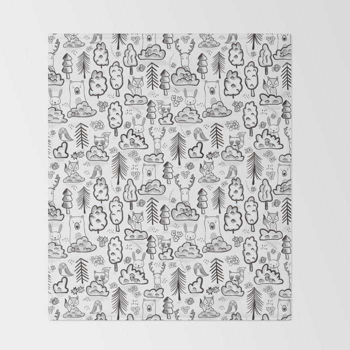 Woodland Animals Large Throw Blanket Gallery Image 2