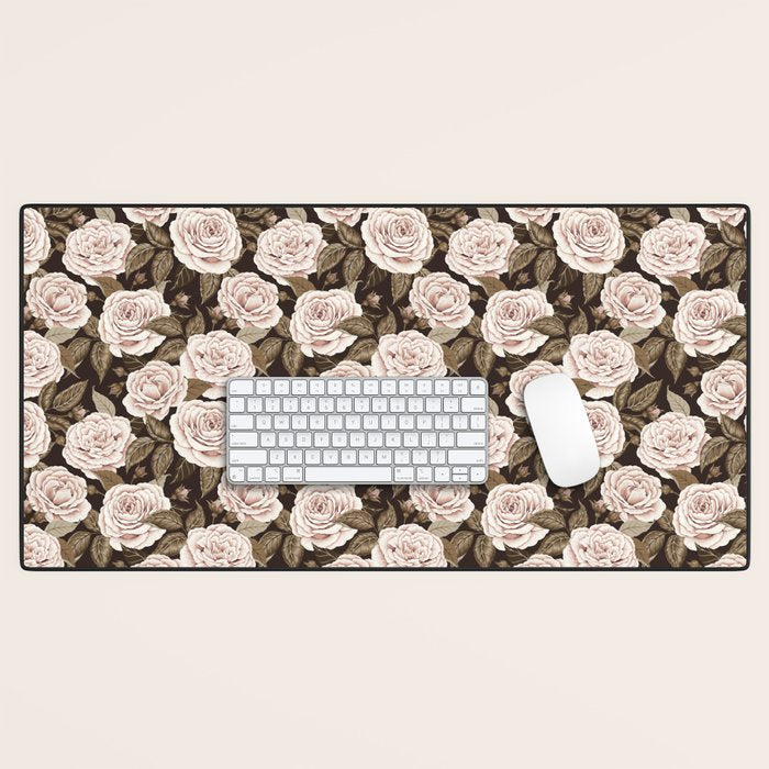 A Realm Of Roses - Dark Academia Pink Desk Mat Gallery Image 1