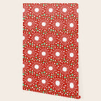 Christmas Holiday MidCentury Modern Atomic Snowflakes in Red Green and White Wallpaper Gallery Image 2