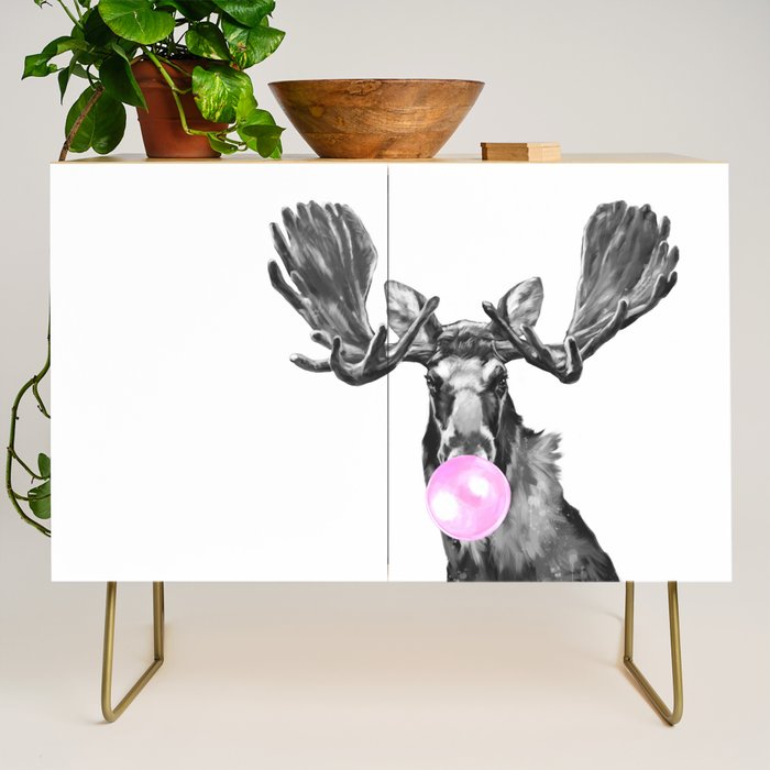 Bubble Gum Moose in Black and White Credenza Gallery Image 1