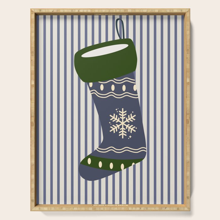 Christmas Stocking Blue Serving Tray Gallery Image 1