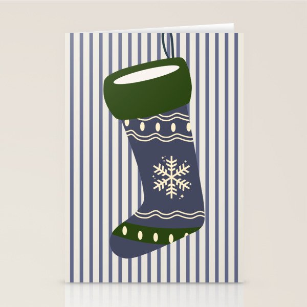 Christmas Stocking Blue Stationery Card Gallery Image 1