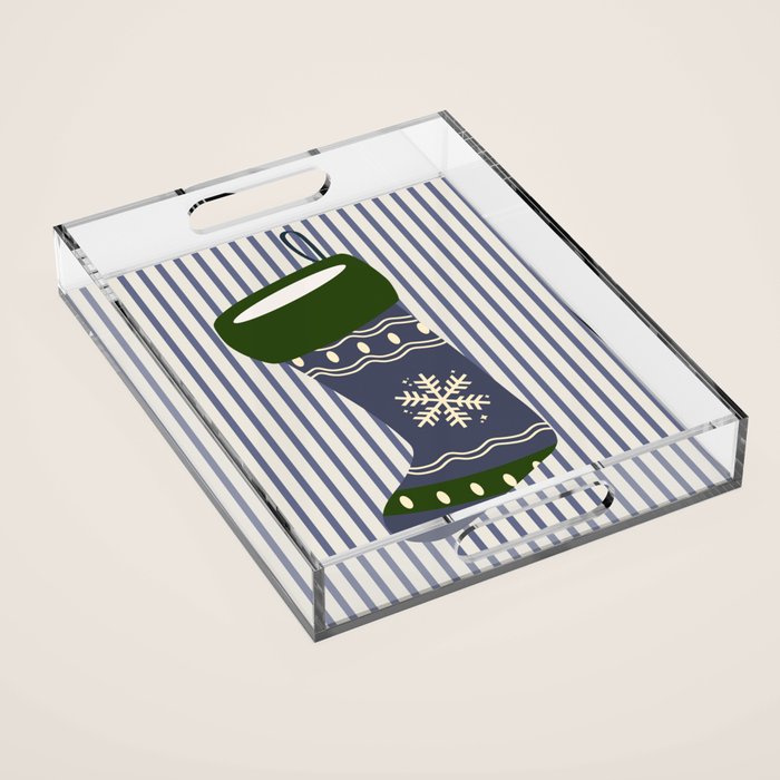 Christmas Stocking Blue Acrylic Tray Gallery Image 1