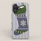 Christmas Stocking Blue iPhone Case Gallery Image 1