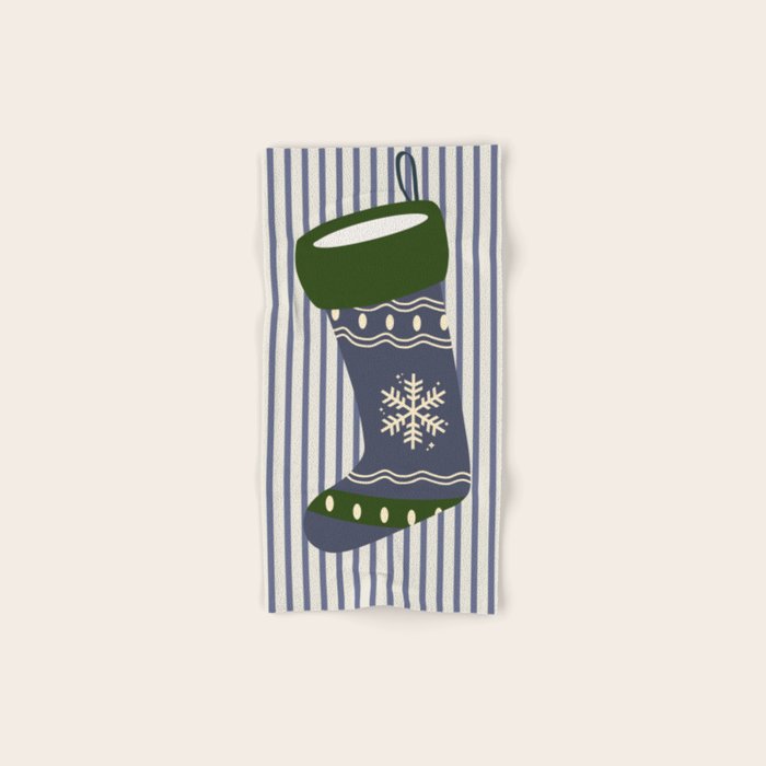 Christmas Stocking Blue Bath Towel Gallery Image 1