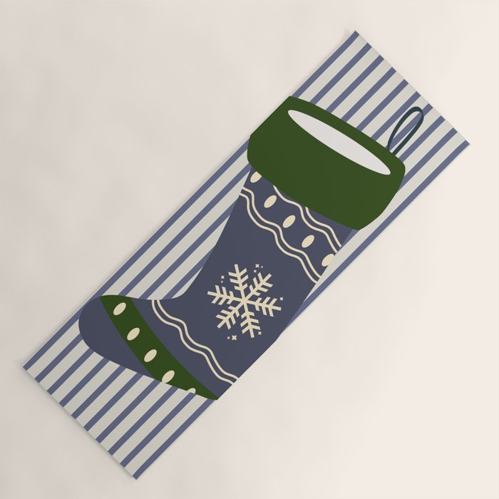 Christmas Stocking Blue Yoga Mat Gallery Image 1