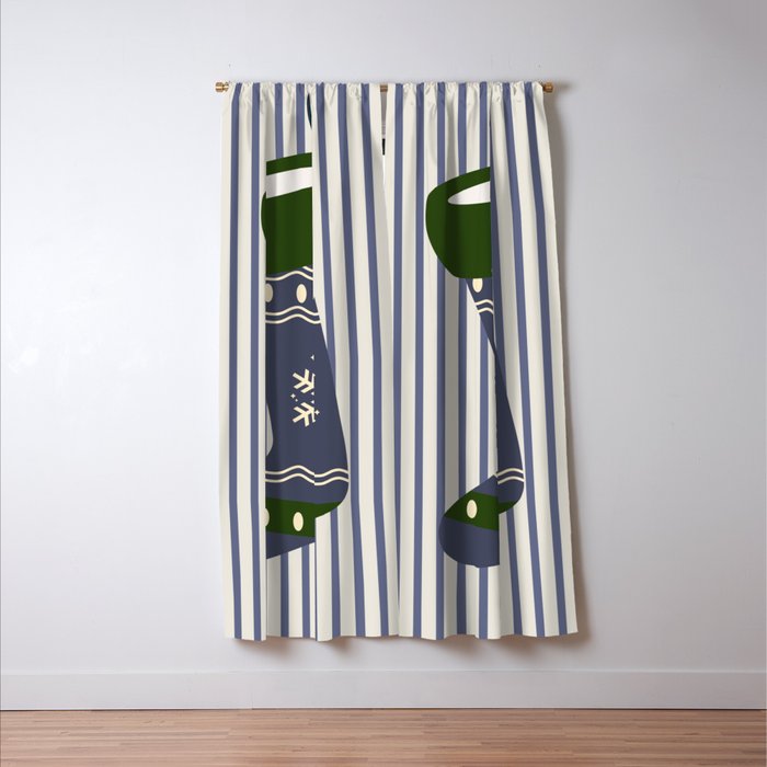 Christmas Stocking Blue Window Curtain Gallery Image 3