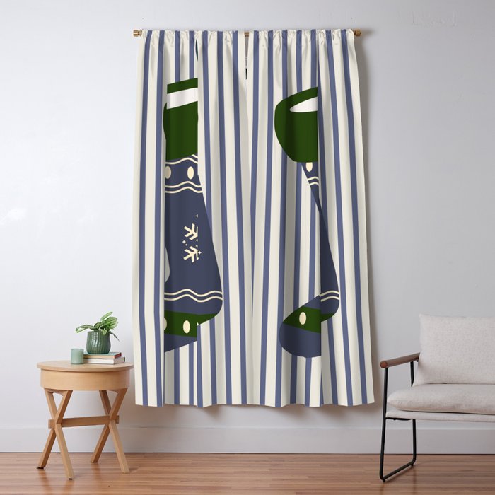 Christmas Stocking Blue Window Curtain Gallery Image 1