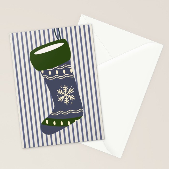 Christmas Stocking Blue Stationery Card Gallery Image 2