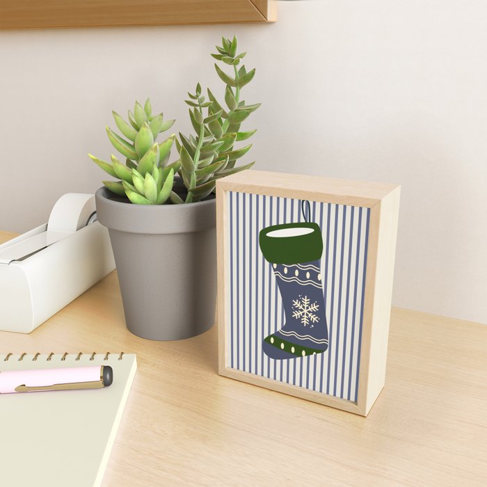 Christmas Stocking Blue Mini Art Print Gallery Image 2