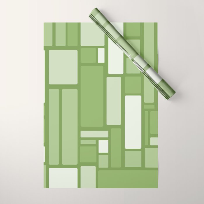 Modulus Retro Modern Geometric Pattern in Vintage Green Wrapping Paper Gallery Image 1
