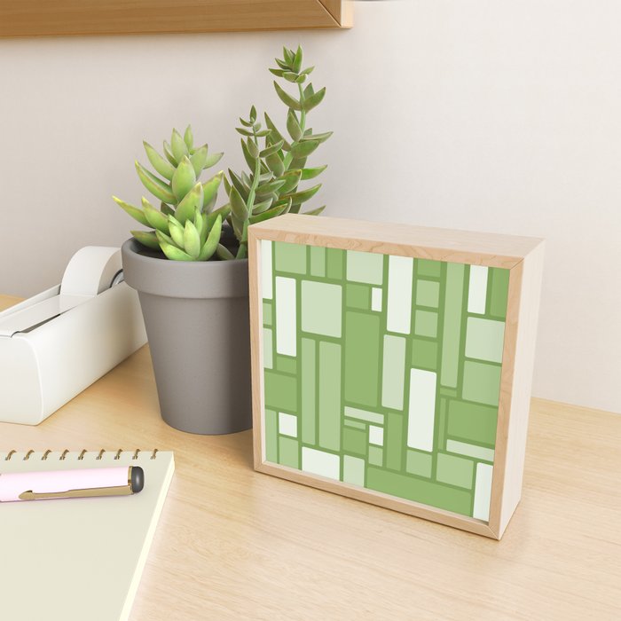 Modulus Retro Modern Geometric Pattern in Vintage Green Mini Art Print Gallery Image 2