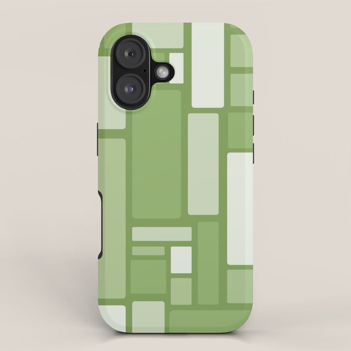 Modulus Retro Modern Geometric Pattern in Vintage Green iPhone Case Gallery Image 1