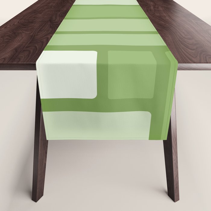 Modulus Retro Modern Geometric Pattern in Vintage Green Table Runner Gallery Image 1