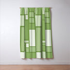 Modulus Retro Modern Geometric Pattern in Vintage Green Window Curtain Gallery Image 3