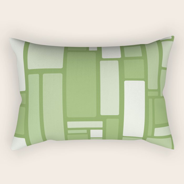 Modulus Retro Modern Geometric Pattern in Vintage Green Rectangular Pillow Gallery Image 1