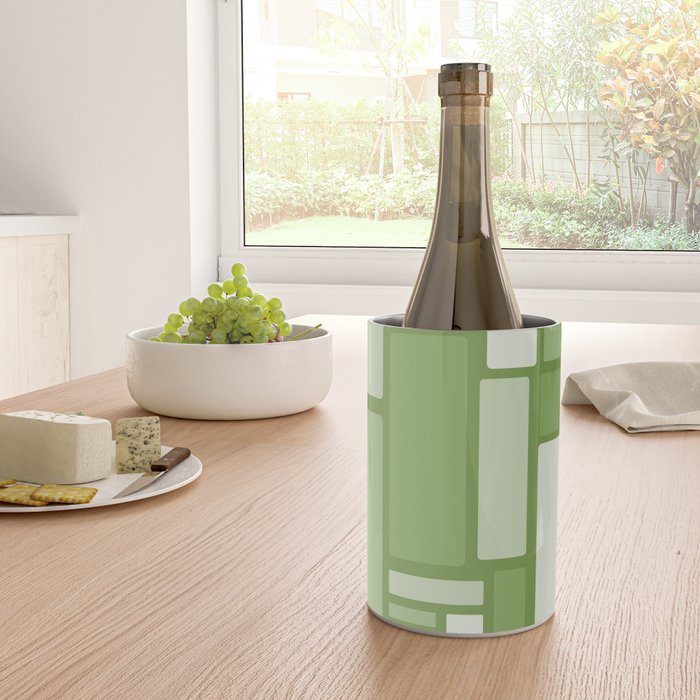 Modulus Retro Modern Geometric Pattern in Vintage Green Wine Chiller Gallery Image 4