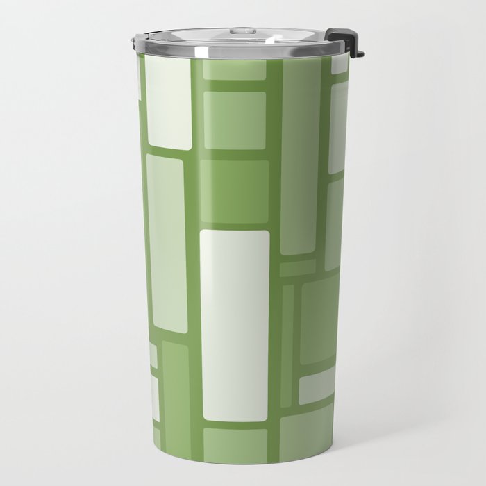 Modulus Retro Modern Geometric Pattern in Vintage Green Travel Mug Gallery Image 2