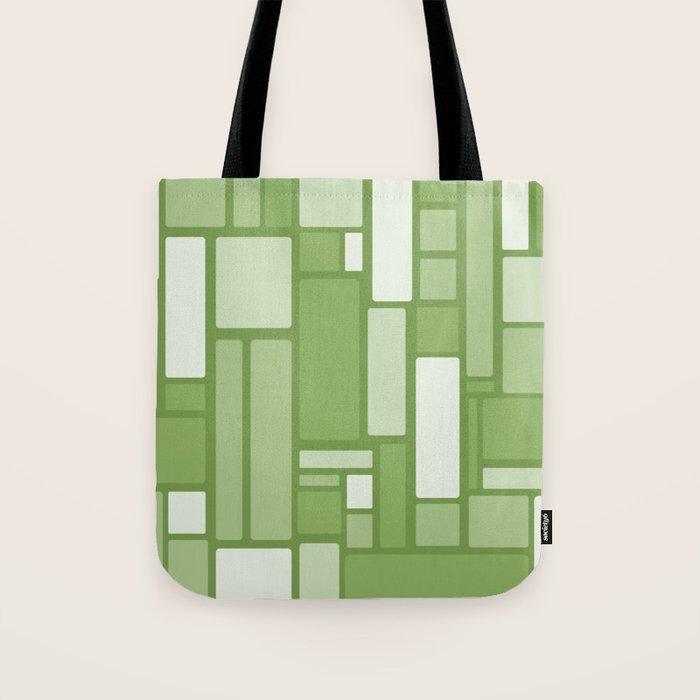 Modulus Retro Modern Geometric Pattern in Vintage Green Tote Bag Gallery Image 1