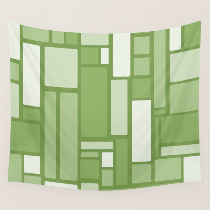 Modulus Retro Modern Geometric Pattern in Vintage Green Wall Tapestry Gallery Image 4