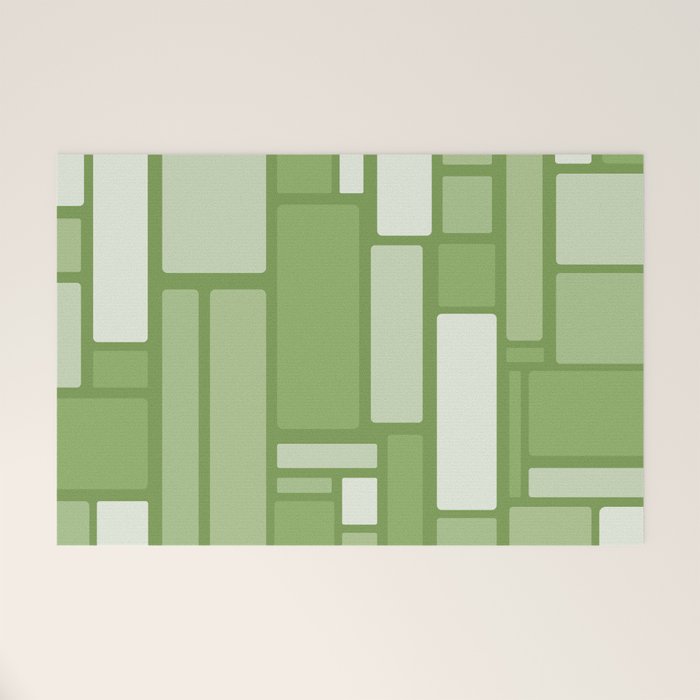 Modulus Retro Modern Geometric Pattern in Vintage Green Welcome Mat Gallery Image 1