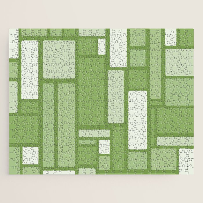 Modulus Retro Modern Geometric Pattern in Vintage Green Jigsaw Puzzle Gallery Image 1