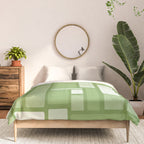 Modulus Retro Modern Geometric Pattern in Vintage Green Comforter Gallery Image 3