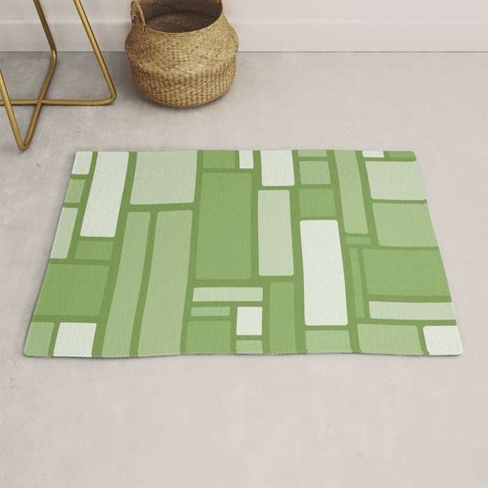 Modulus Retro Modern Geometric Pattern in Vintage Green Rug Gallery Image 1