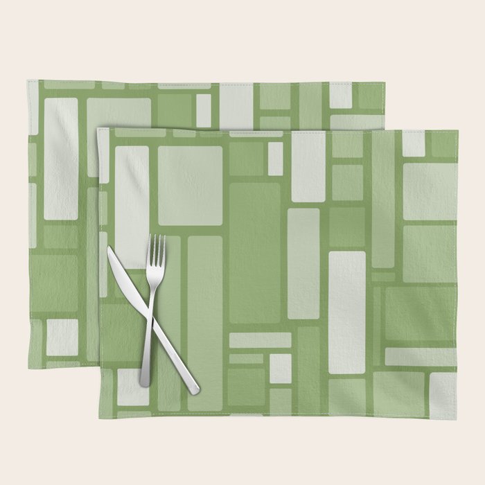 Modulus Retro Modern Geometric Pattern in Vintage Green Placemat Gallery Image 1