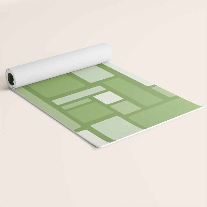 Modulus Retro Modern Geometric Pattern in Vintage Green Yoga Mat Gallery Image 2