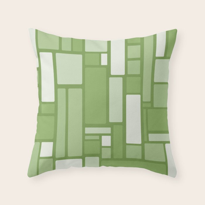 Modulus Retro Modern Geometric Pattern in Vintage Green Throw Pillow Gallery Image 1