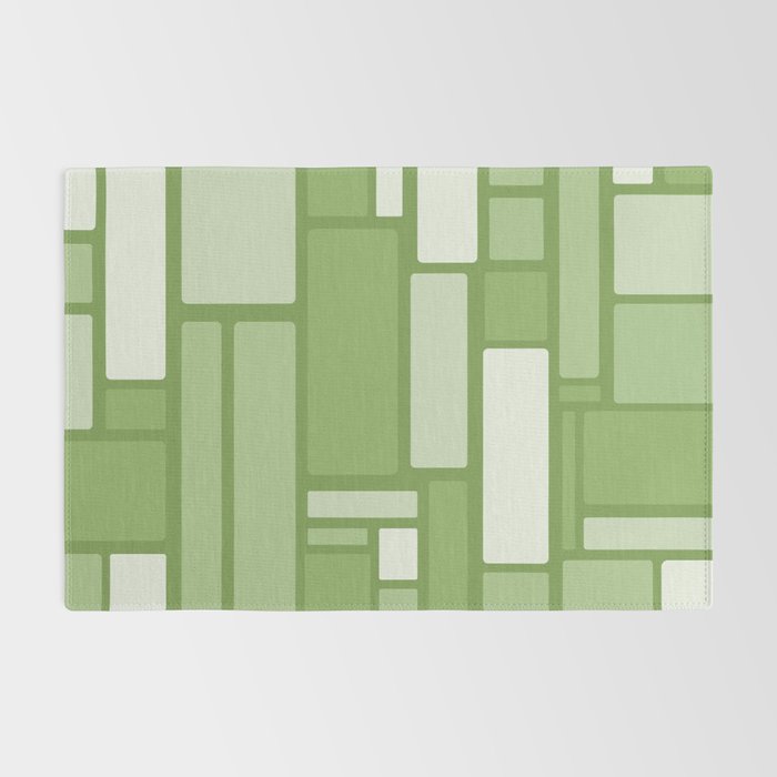 Modulus Retro Modern Geometric Pattern in Vintage Green Rug Gallery Image 2