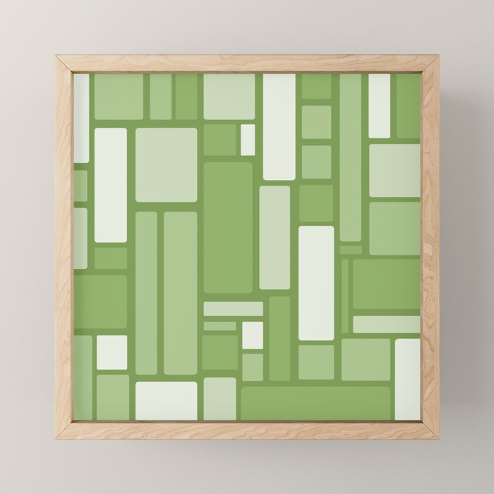 Modulus Retro Modern Geometric Pattern in Vintage Green Mini Art Print Gallery Image 1