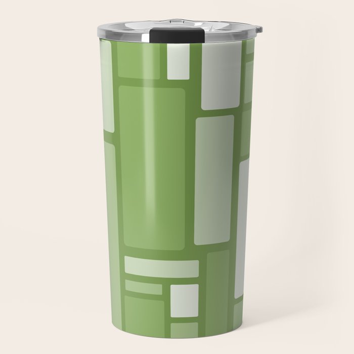 Modulus Retro Modern Geometric Pattern in Vintage Green Travel Mug Gallery Image 1