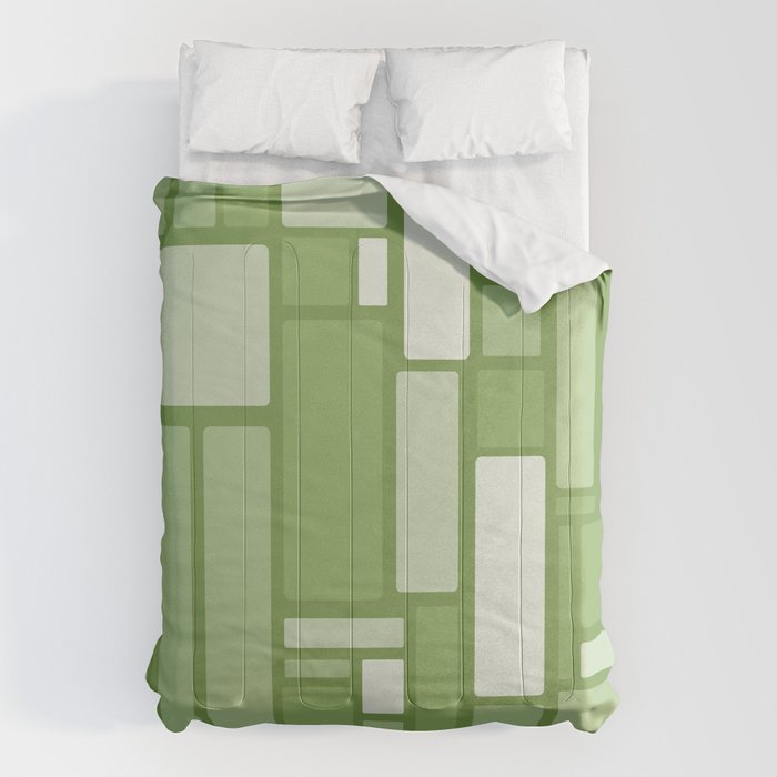 Modulus Retro Modern Geometric Pattern in Vintage Green Comforter Gallery Image 6