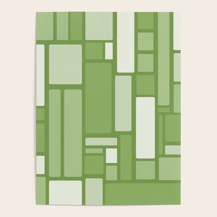 Modulus Retro Modern Geometric Pattern in Vintage Green Poster Gallery Image 4