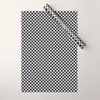 Classic Black and White Race Check Checkered Geometric Win Wrapping Paper Gallery Image 1