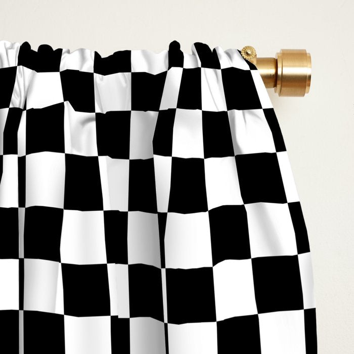 Classic Black and White Race Check Checkered Geometric Win Window Curtain Gallery Image 2