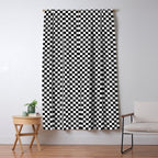 Classic Black and White Race Check Checkered Geometric Win Window Curtain Gallery Image 5